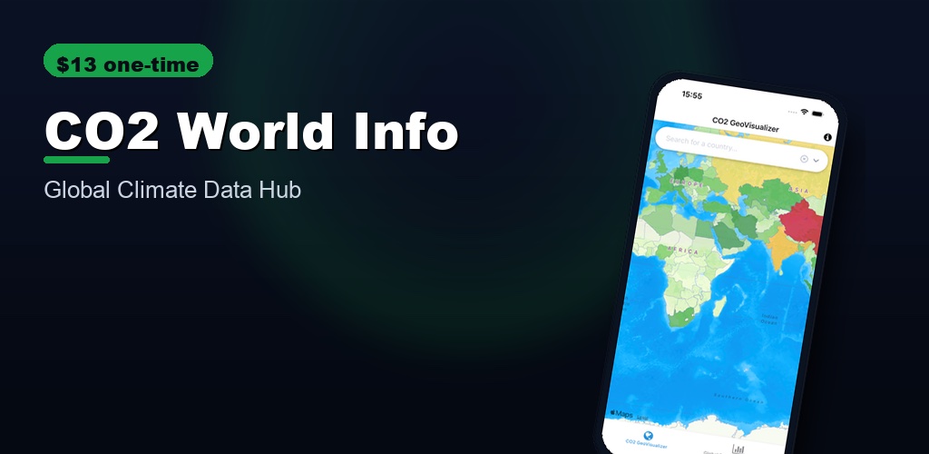 CO2 World Info Google Play feature graphic 1024 by 500 pixels