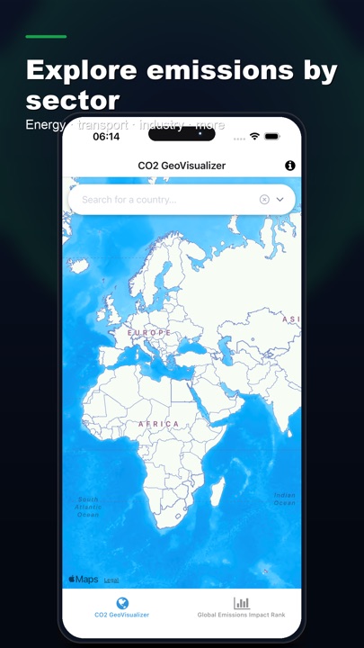 CO2 World Info store screenshot: explore emissions by sector